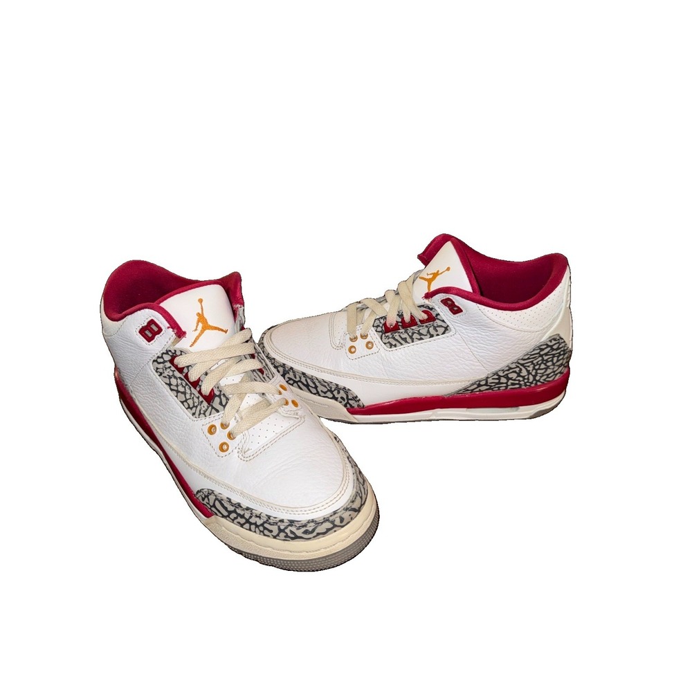 Air Jordan 3 Retro Cardinal Red GS 6.5Y 398614-126 White Cement Elephant Print
